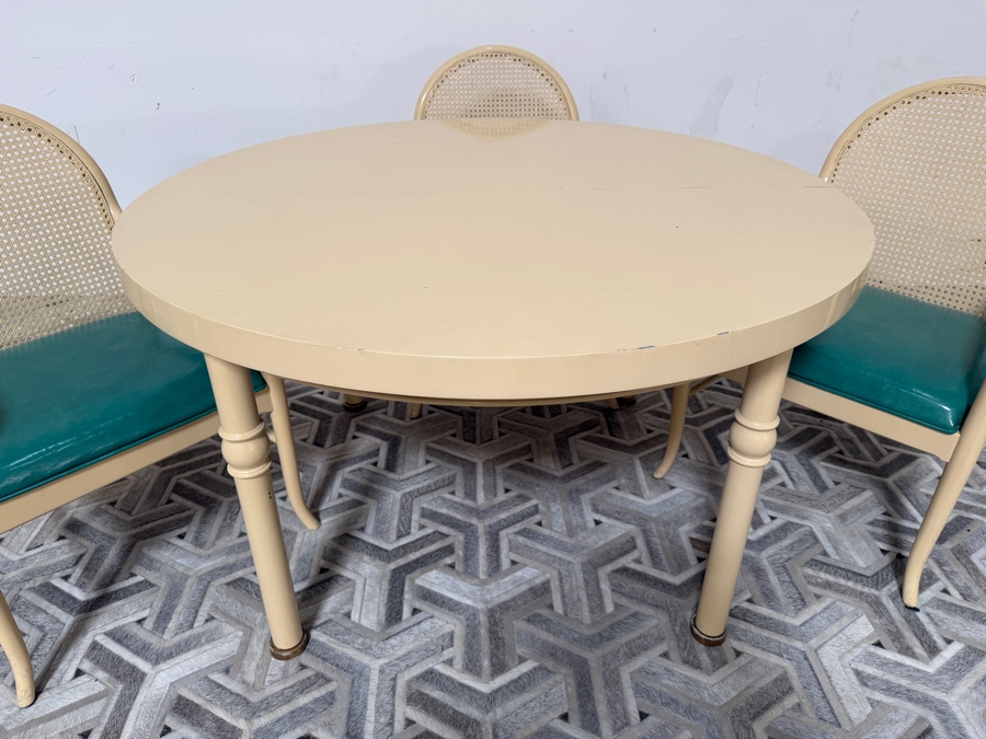 Just Added - Vintage Drexel Wellington Park 48' Dining Table with Single 20' Leaf and (3) Dining Chairs [Photo 4]