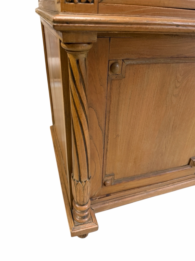 Just Added - Antique Oak French-style Light Oak Sideboard Cabinet with Marble Top 43W X 24D X 31.5H [Photo 4]