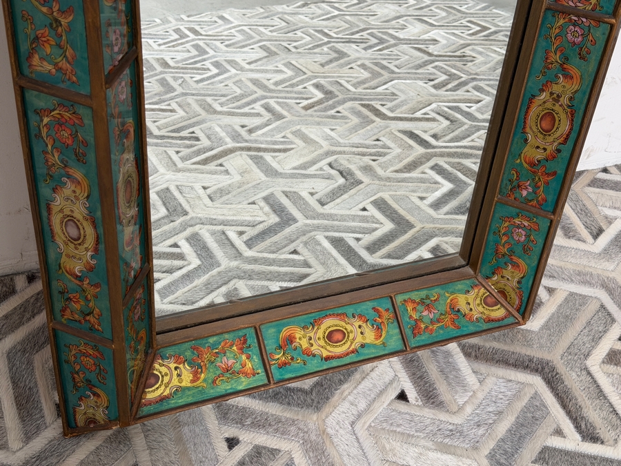 Just Added - Vintage Reverse Painted Glass Mirror 27.5 X 51 [Photo 3]