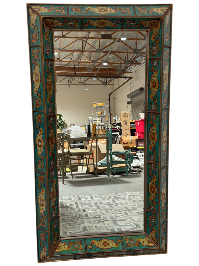 Just Added - Vintage Reverse Painted Glass Mirror 27.5 X 51