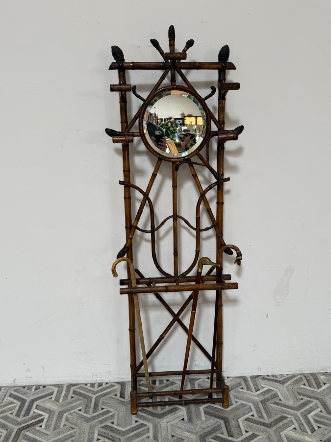 Just Added - Antique 19th Century Victorian Bamboo Hall Stand Tree With (3) Vintage Canes 25W X 79H [Photo 3]