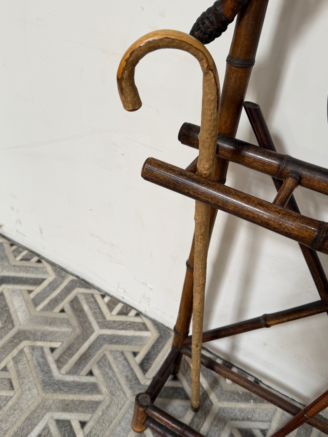 Just Added - Antique 19th Century Victorian Bamboo Hall Stand Tree With (3) Vintage Canes 25W X 79H [Photo 10]