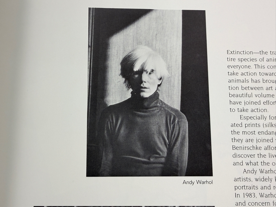 Just Added - SIGNED 1986 First Edition Hardcover Book Vanishing Animals with Artwork by Andy Warhol (1928-1987) and Text by Kurt Benirschke (1924-2018) Signed by Kurt Benirschke [Photo 6]