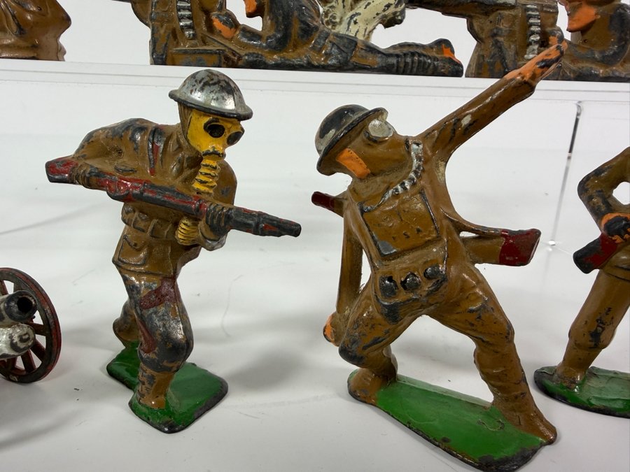 Just Added - Vintage World War I Metal Toy Soldiers Manufactured by Manoil and Barclay 1920s/30s with Several Gas Mask Soldiers 3'H [Photo 4]