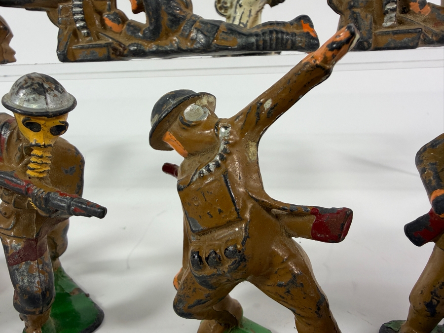 Just Added - Vintage World War I Metal Toy Soldiers Manufactured by Manoil and Barclay 1920s/30s with Several Gas Mask Soldiers 3'H [Photo 6]