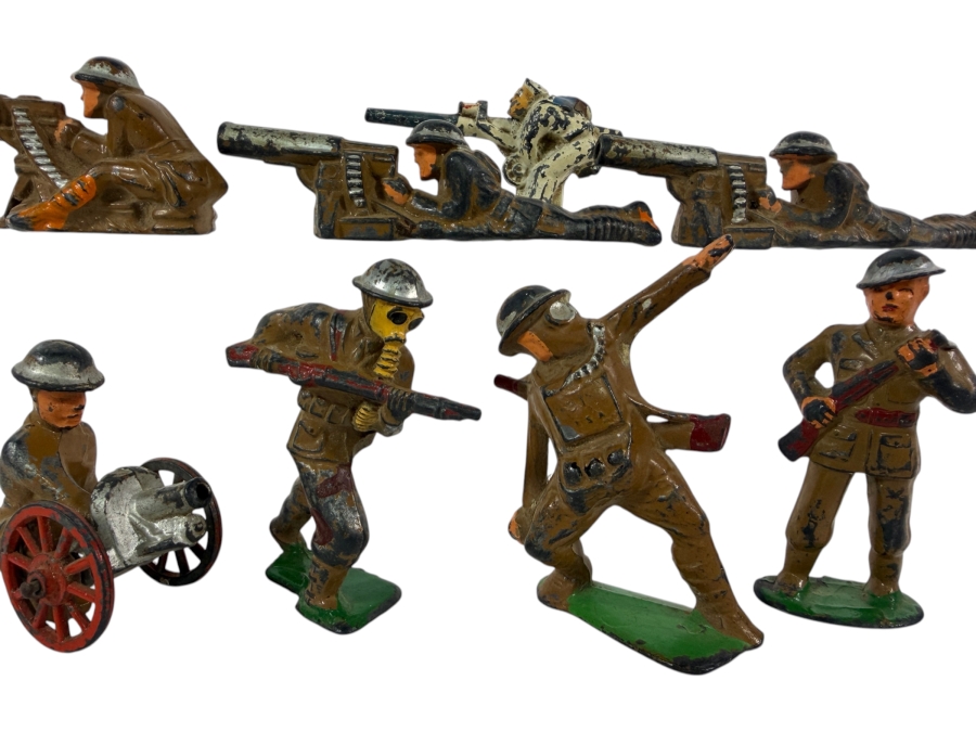 Just Added - Vintage World War I Metal Toy Soldiers Manufactured by Manoil and Barclay 1920s/30s with Several Gas Mask Soldiers 3'H