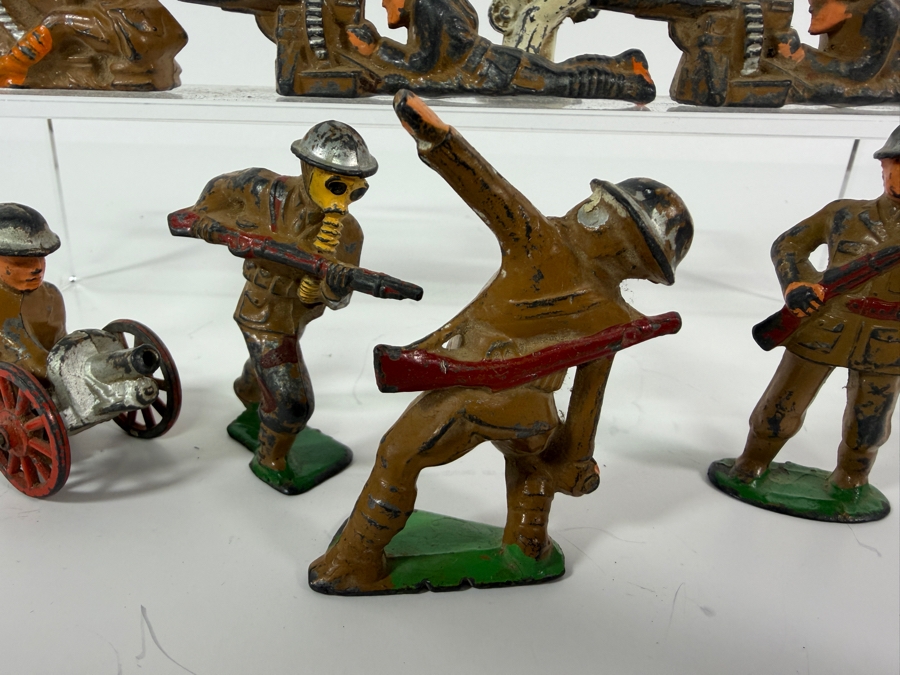 Just Added - Vintage World War I Metal Toy Soldiers Manufactured by Manoil and Barclay 1920s/30s with Several Gas Mask Soldiers 3'H [Photo 13]