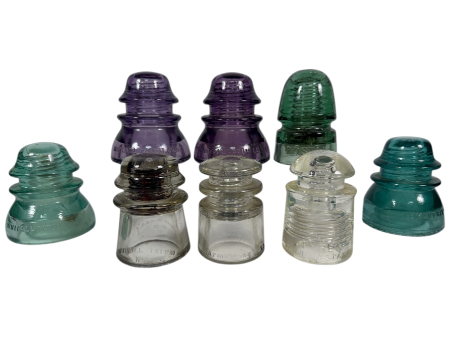 Just Added - Collection of (8) Vintage Glass Insulators