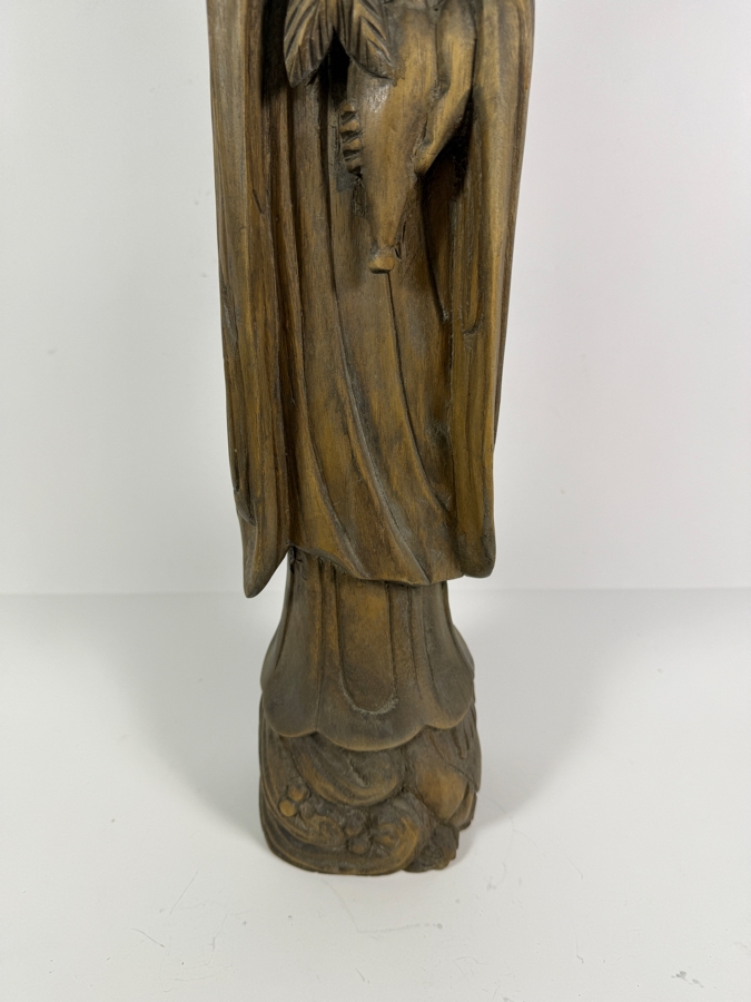 Just Added - Vintage Hand-carved Wooden Statue of Guanyin the Buddhist Bodhisattva of Compassion 26.5H [Photo 4]