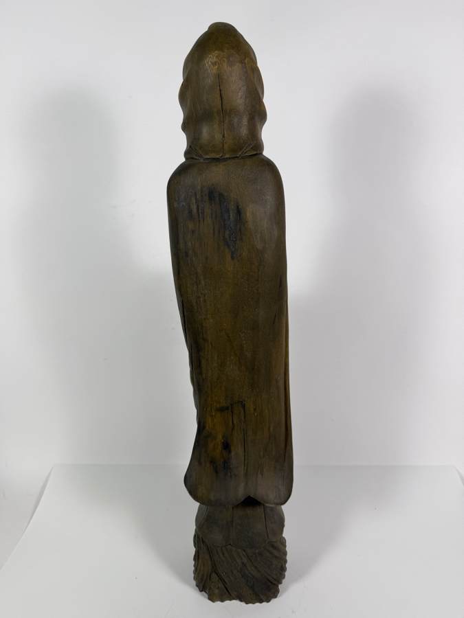Just Added - Vintage Hand-carved Wooden Statue of Guanyin the Buddhist Bodhisattva of Compassion 26.5H [Photo 6]