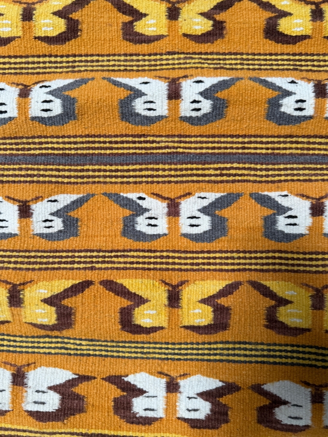 Just Added - Vintage Navajo Tsaile Region of Arizona Hand-woven Wool Weaving Featuring a Repeating Butterfly Motif 24 X 31 [Photo 2]