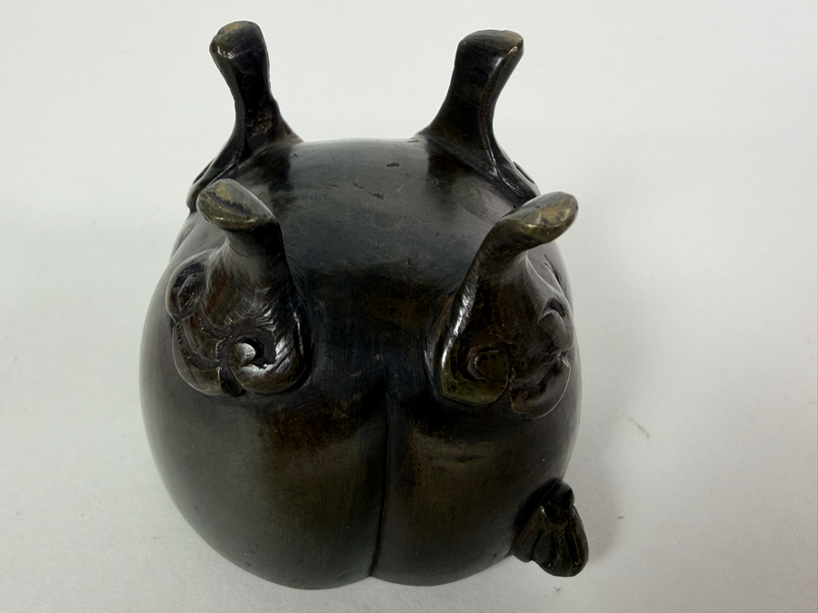 Just Added - Antique Japanese Four Footed Censer Incense Burner 3'H and Antique Signed Japanese Vase with Two Stylized Handles 4.25'H [Photo 10]
