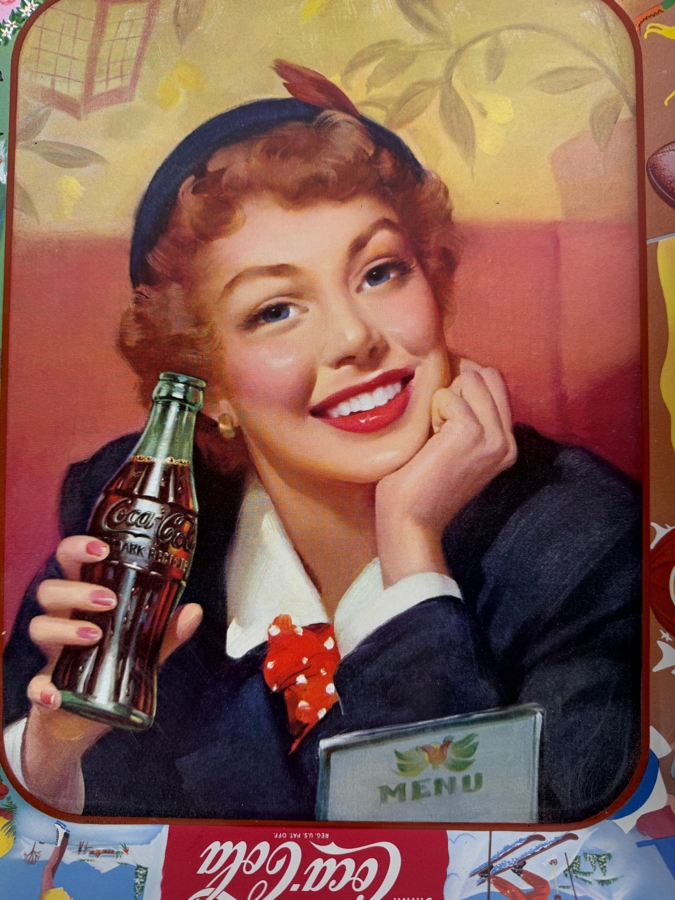  Just Added - 1953 Coca-Cola 'Menu Girl' Metal Serving Tray 10.5 x 13 [Photo 2]