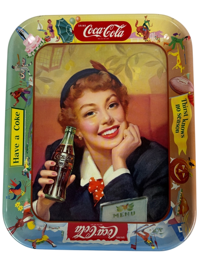  Just Added - 1953 Coca-Cola 'Menu Girl' Metal Serving Tray 10.5 x 13