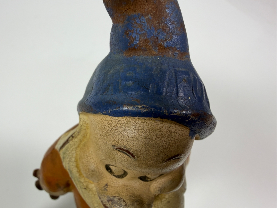 Just Added - Vintage 1930s Seiberling Latex Bashful Dwarf Rubber Figure And 1940s National Porcelain Celadon Green Pinocchio Figurine Bundle 3'H and 5'H [Photo 4]