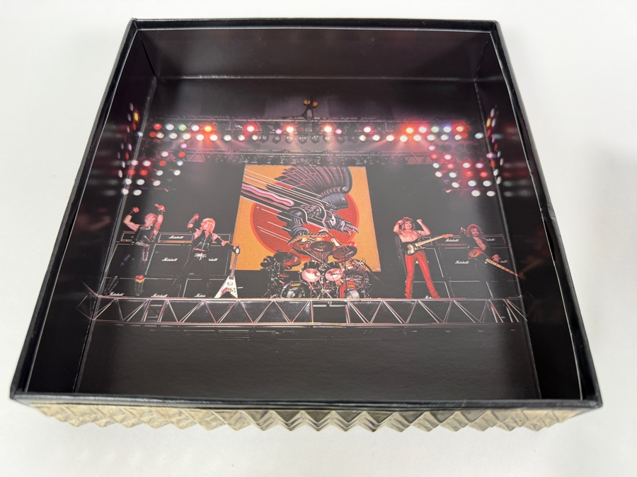 Judas Priest 'Metalogy' Limited Edition 5-Disc Box Set (4 CDs, 1 DVD, And 64-Page Retrospective Booklet) Featuring Black Faux-Leather Outer Slipcase Decorated With Triple-Row Pyramid Metal Stud Bound Edging [Photo 8]