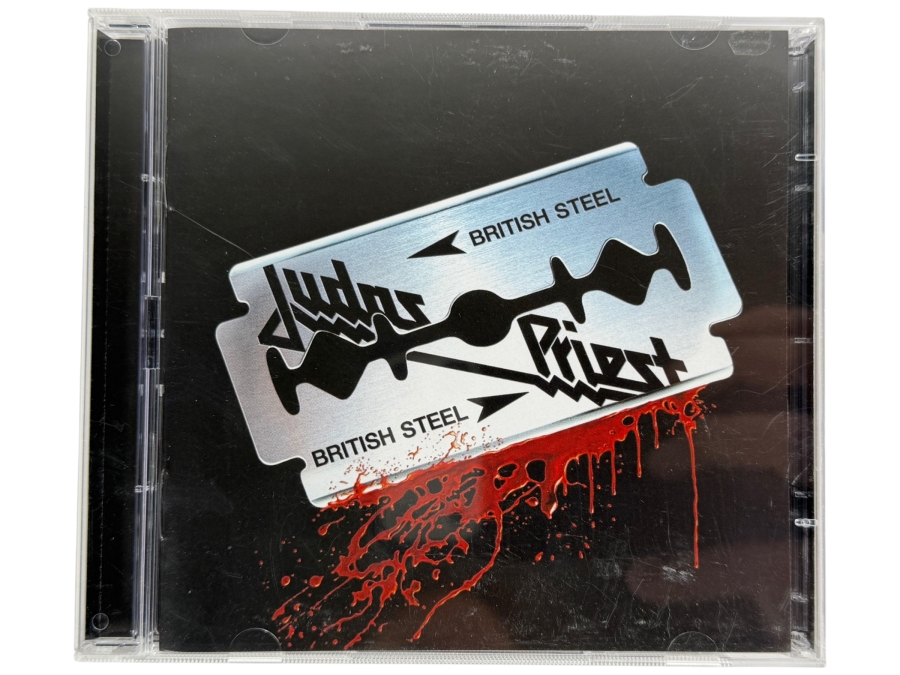 Judas Priest 'British Steel' Remastered Studio Album Compact Disc Featuring Iconic Razor Blade Cover Art In A Standard Protective Clear Jewel Case