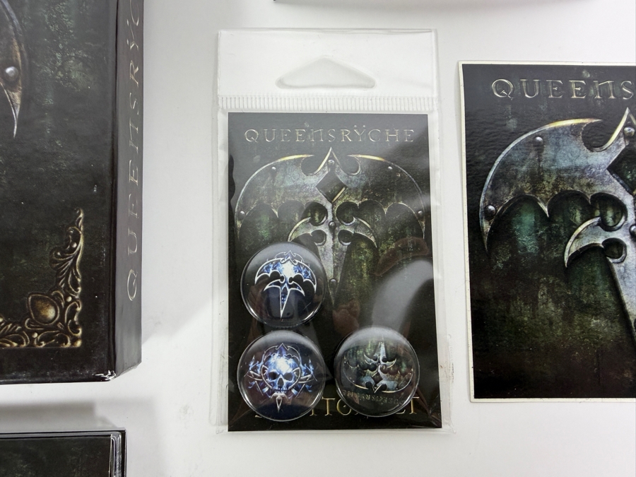 Queensrÿche 'Queensrÿche' (Self-Titled) 2013 Limited Edition Deluxe CD Box Set Featuring Digipak CD with 3 Exclusive Live Bonus Tracks, Embroidered Logo Patch, Logo Sticker, 3-Button Pack, And Guitar Pick [Photo 3]