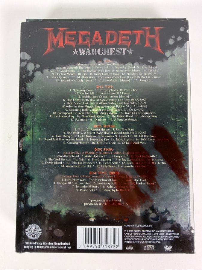 Megadeth Warchest Career Retrospective Four CD One DVD Box Set [Photo 3]