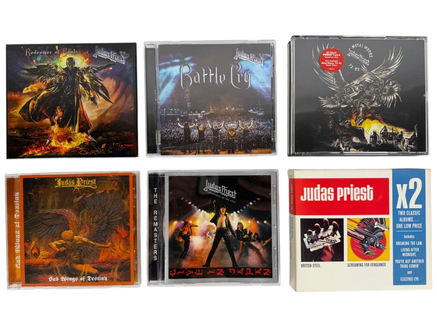 Judas Priest Heavy Metal Studio Live Compilation And Double Album Box Set Compact Disc Lot