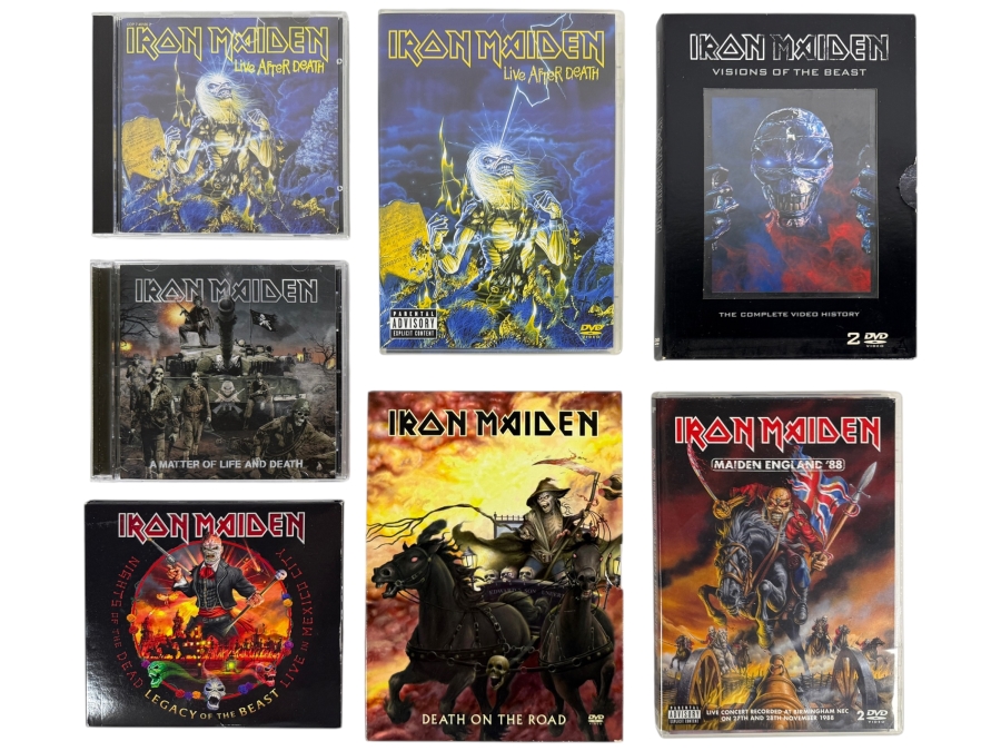 Iron Maiden Studio Live And Video History Compact Disc And Deluxe DVD Collection Six Item Lot