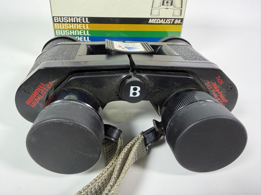 Vintage Bushnell Medalist 84 7x35 Insta Focus Binoculars 1984 Los Angeles Olympic Games Official Licensed Souvenir Memorabilia With Original Box - fix whiteout image [Photo 3]