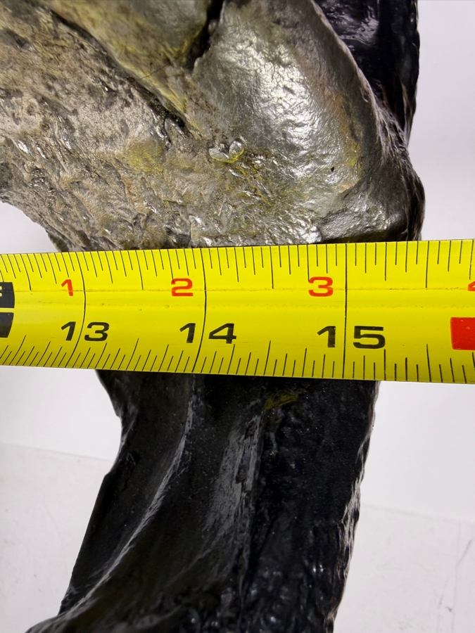 Very Large Phillips Collection Crocodile Skull Sculpture Resin Casting Art Housed In Custom Matte Black And Metallic Silver Leaf Textured Finish Retails $629 27'W X 15'D X 18'H [Photo 9]