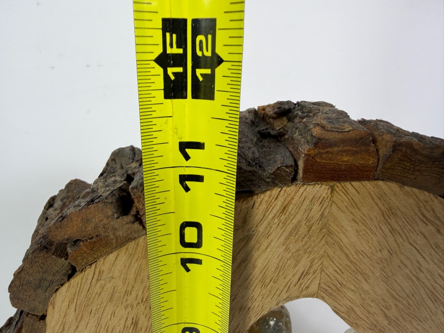 Abstract Aluminum Family of Four Inside an Organic Mango Wood Cutout Log Sculpture [Photo 6]
