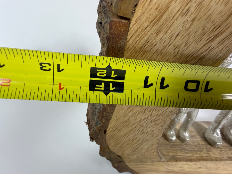 Abstract Aluminum Family of Four Inside an Organic Mango Wood Cutout Log Sculpture [Photo 5]