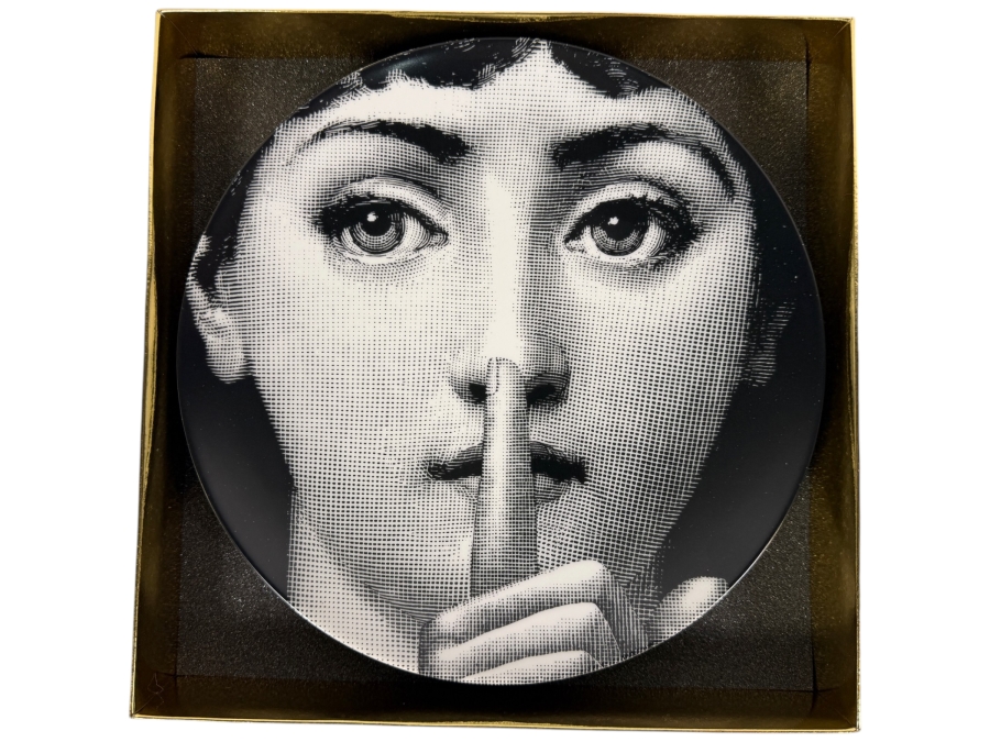 Authentic Fornasetti 'Tema e Variazioni' (Theme and Variations) Porcelain Wall Plate No. 334 – 'Silenzio' (Silence) 10.5'W Retails $185