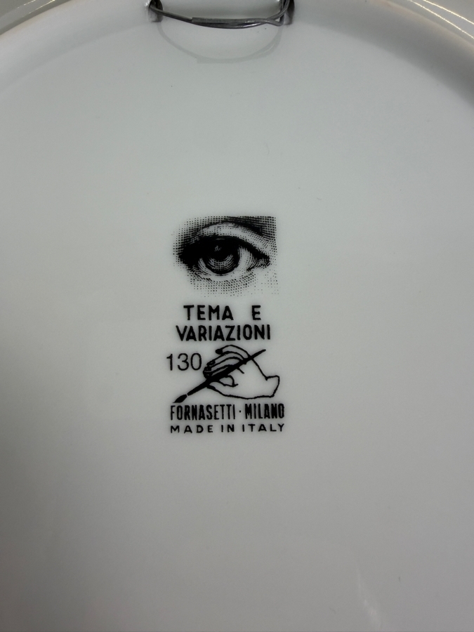 Authentic Fornasetti 'Tema e Variazioni' (Theme and Variations) Porcelain Wall Plate No. 130 – 'Wink' 10.5'W Retails $185 [Photo 6]