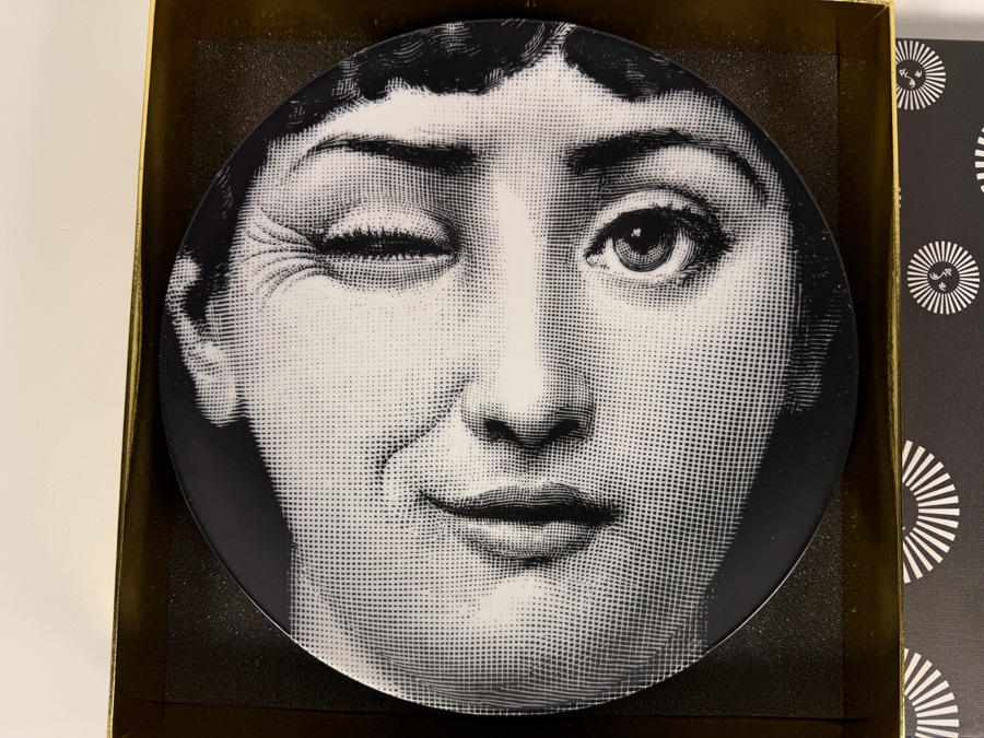 Authentic Fornasetti 'Tema e Variazioni' (Theme and Variations) Porcelain Wall Plate No. 130 – 'Wink' 10.5'W Retails $185 [Photo 2]