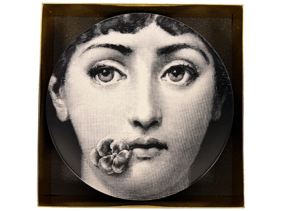 Authentic Fornasetti 'Tema e Variazioni' (Theme and Variations) Porcelain Wall Plate No. 137 – 'Pansy Flower' 10.5'W Retails $185