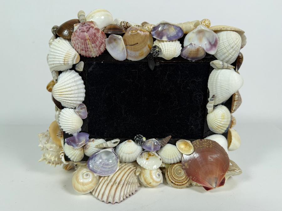 Vintage Artisan Handcrafted Seashell Encrusted Mosaic Tabletop Photo Frame 10'W X 8.5'H [Photo 5]