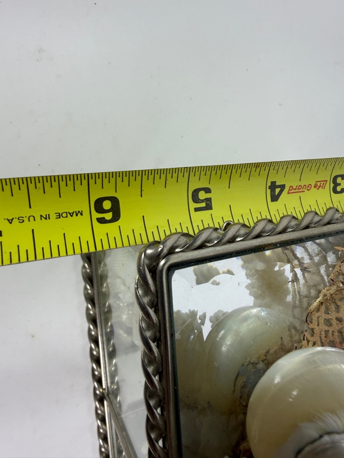 Vintage Artisan Beveled Glass and Brass Box Featuring a Sculpted Sea Shell and Crystal Treasure Assemblage 8'W X 5'D X 4'H Retail $250 [Photo 12]