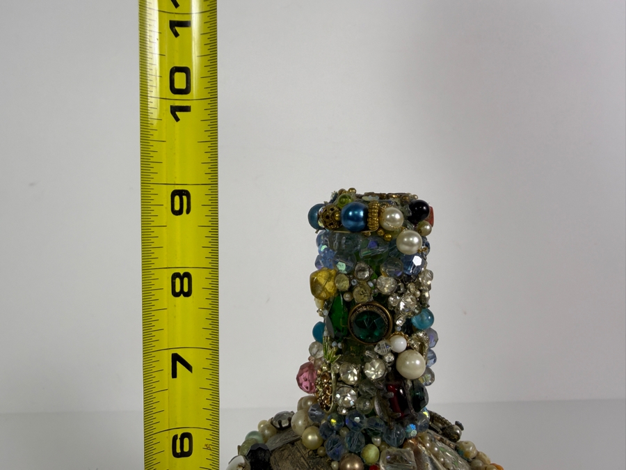 Vintage Mid-Century American Folk Art Costume Jewelry and Watch Fragment Jug Decanter 9'H [Photo 13]