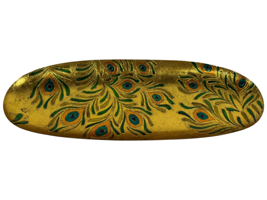 Pier 1 Imports 'Royal Peacock Feathers' Gilded Wall Art and Vanity Tray 27'W X 10'H