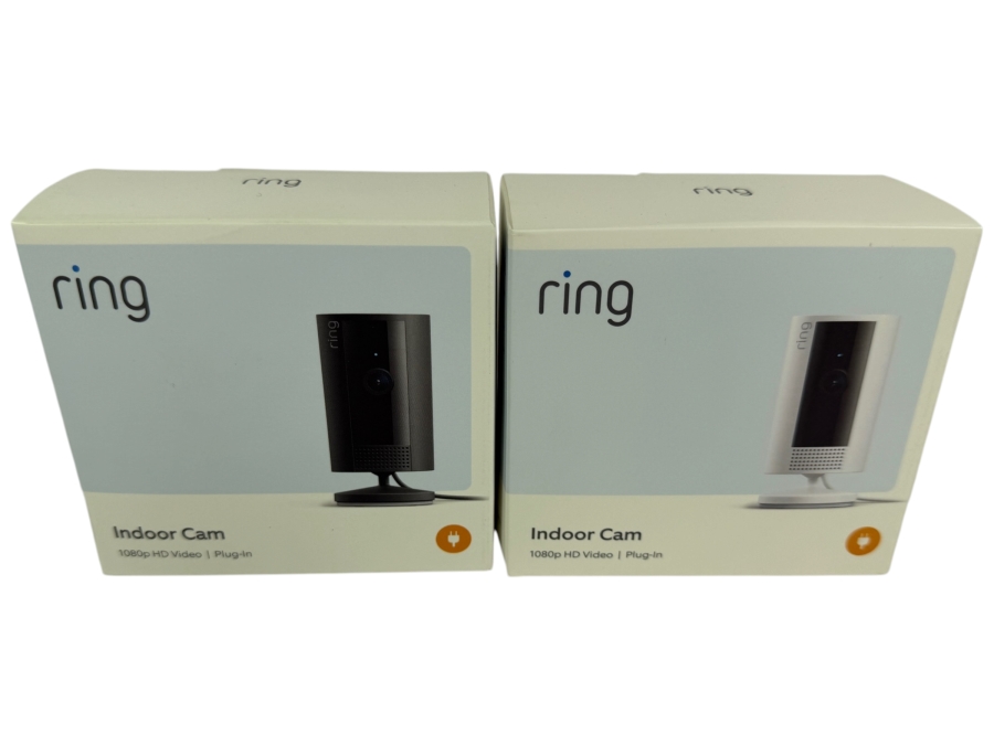 2-Pack Lot of Brand-New, Sealed Ring Indoor Cam (2nd Generation) 1080p HD Video Smart Security Plug-In Cameras