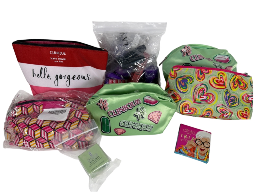Curated 7-Piece Clinique and Ciaté London Cosmetic Pouch and Makeup Bundle