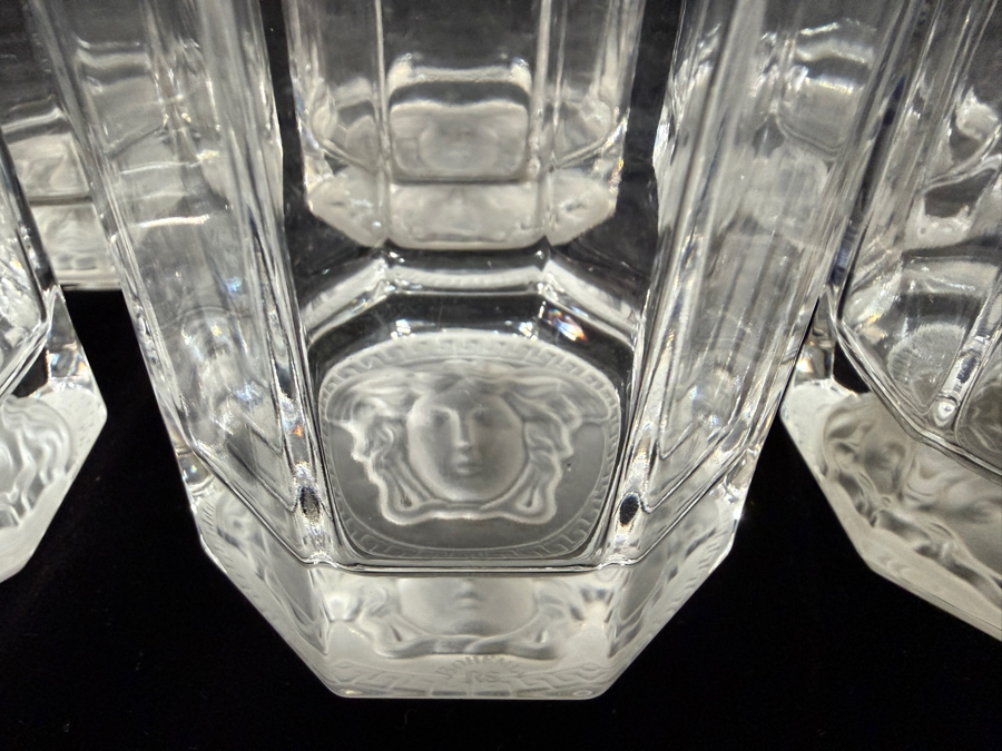 Authentic Versace by Rosenthal 'Medusa Lumière' Collection Crystal Double Old Fashioned Whiskey Tumblers 3.5'H Retails $885 [Photo 4]