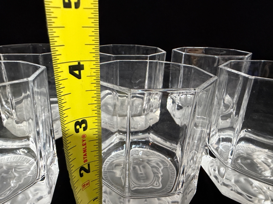 Authentic Versace by Rosenthal 'Medusa Lumière' Collection Crystal Double Old Fashioned Whiskey Tumblers 3.5'H Retails $885 [Photo 8]