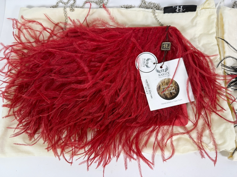 Rarity Handbags Genuine Ostrich Feather Crossbody Clutch Evening Bags [Photo 3]