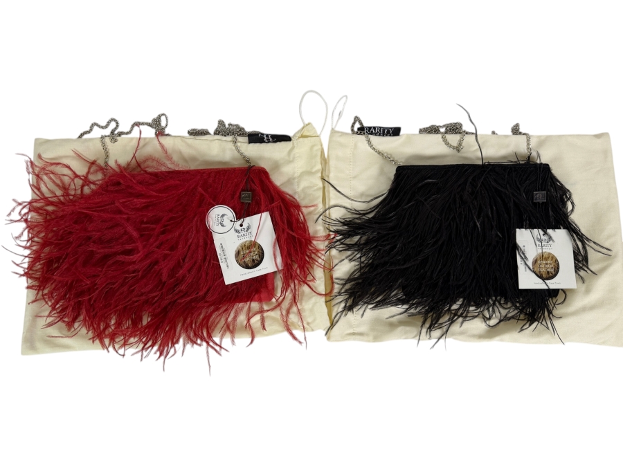 Rarity Handbags Genuine Ostrich Feather Crossbody Clutch Evening Bags