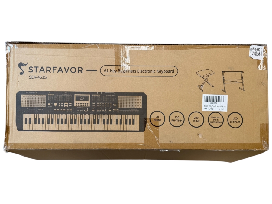Starfavor SEK-461S 61-Key Portable Electronic Keyboard Set for Beginners - Brand New in Box
