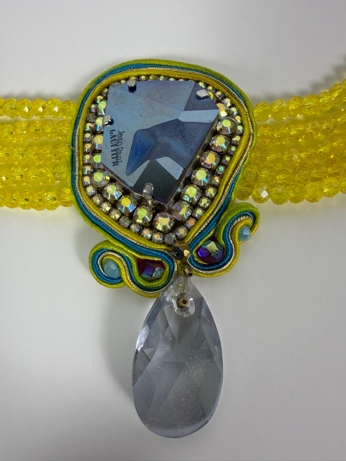 Signed Beads Of Aquarius x Jean Paul Gaultier Swarovski 'Kaputt' Crystal Soutache Choker – Seen on EMPIRE (Cookie Lyon) 16'L [Photo 4]