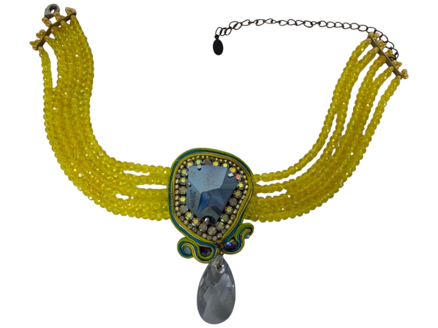 Signed Beads Of Aquarius x Jean Paul Gaultier Swarovski 'Kaputt' Crystal Soutache Choker – Seen on EMPIRE (Cookie Lyon) 16'L