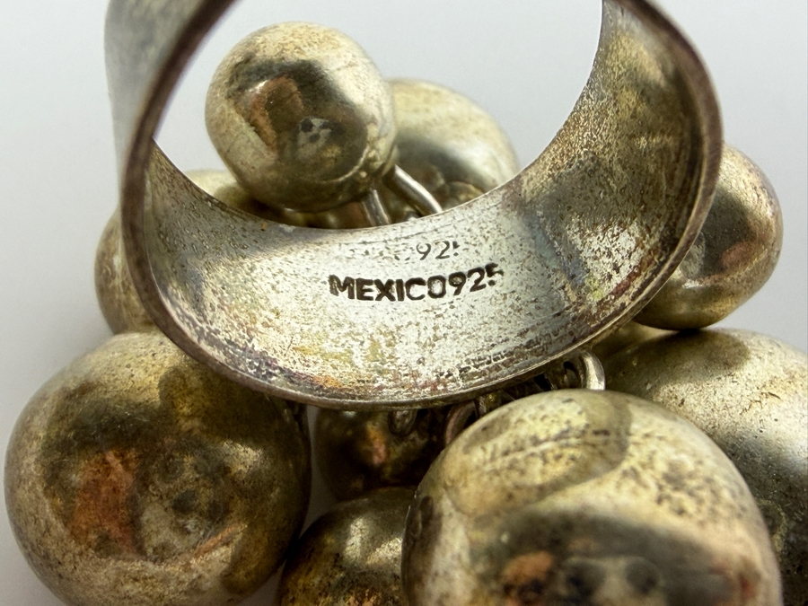 Vintage Mexican Modernist .925 Sterling Silver 'Cha-Cha' Bubble Ball Cluster Statement Cocktail Ring 24.2g Size 7 [Photo 5]