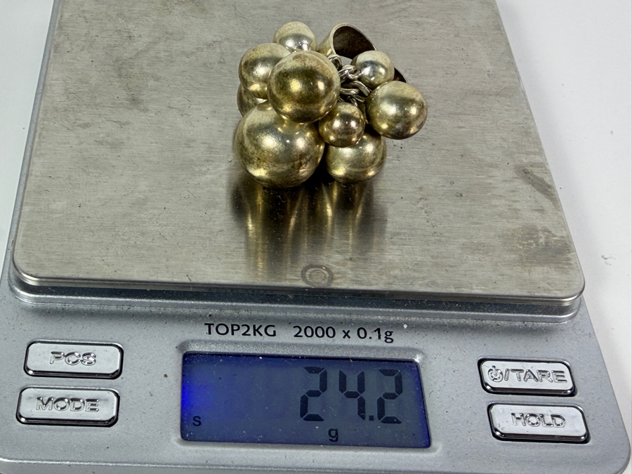 Vintage Mexican Modernist .925 Sterling Silver 'Cha-Cha' Bubble Ball Cluster Statement Cocktail Ring 24.2g Size 7 [Photo 7]