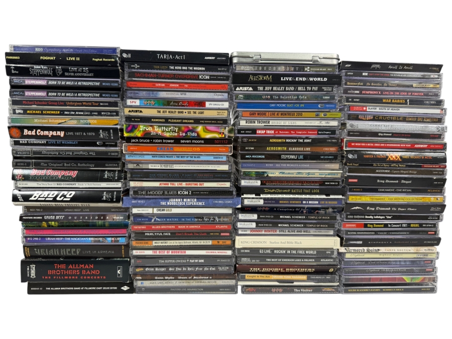 Lot Of 94 Classic Rock Hard Rock Blues And Heavy Metal Compact Discs CDs Featuring Aerosmith Slayer King Diamond Bad Company King Crimson And More
