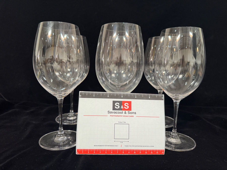 Set of (6) Riedel Vinum Series Premium Varietal-Specific Bordeaux, Cabernet Sauvignon, and Merlot Lead Crystal Red Wine Glasses 9'H [Photo 5]